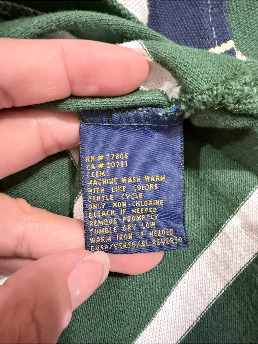 Tommy Hilfiger Green, Navy & White Striped Men’s Polo - Picture 6 of 9